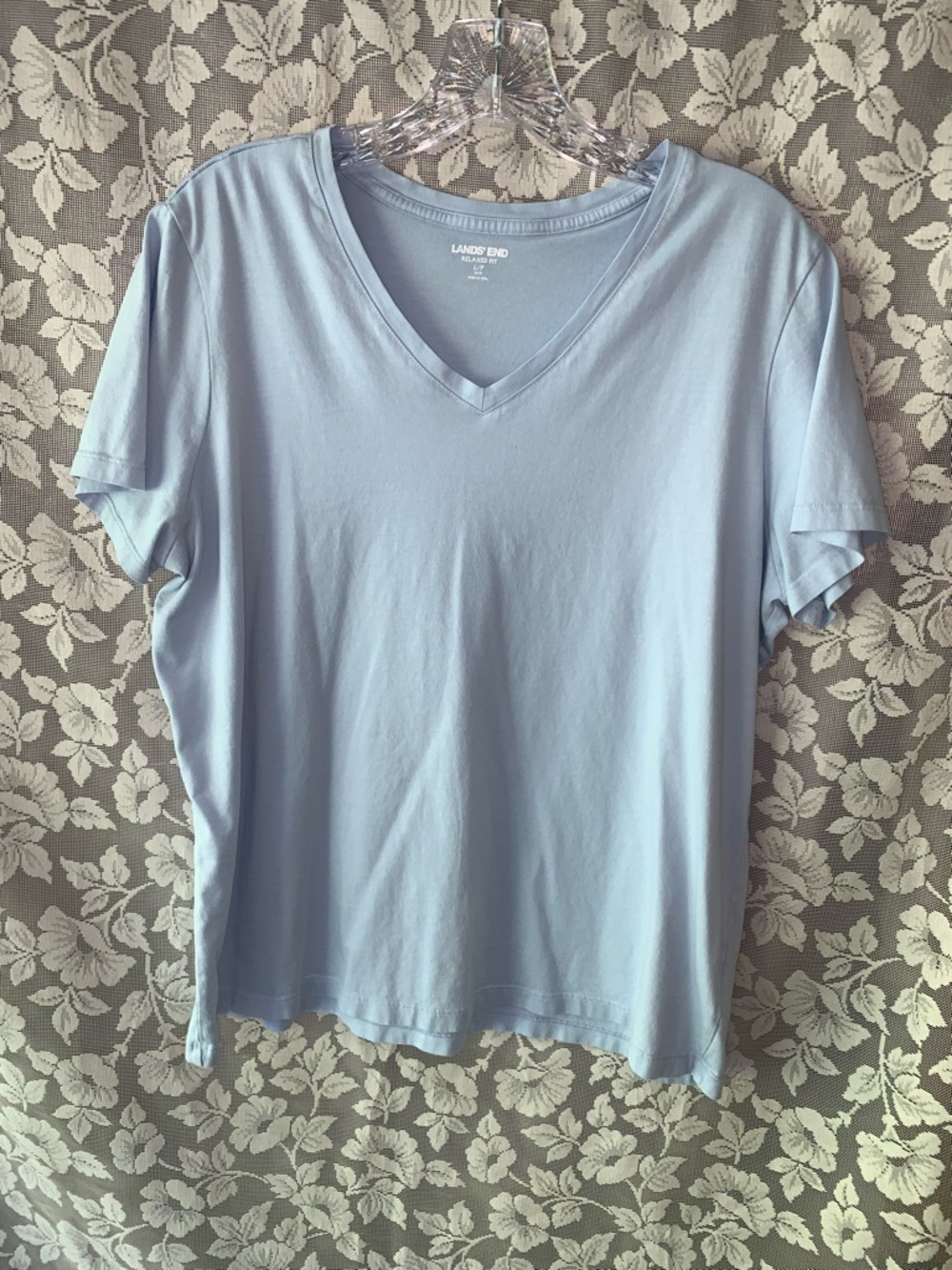 Lands' End Pale Blue V-Neck Short Sleeve Tee